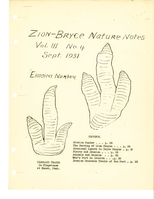 ZION 12257 Zion Bryce Nature Notes Vol3 No4 1931 September