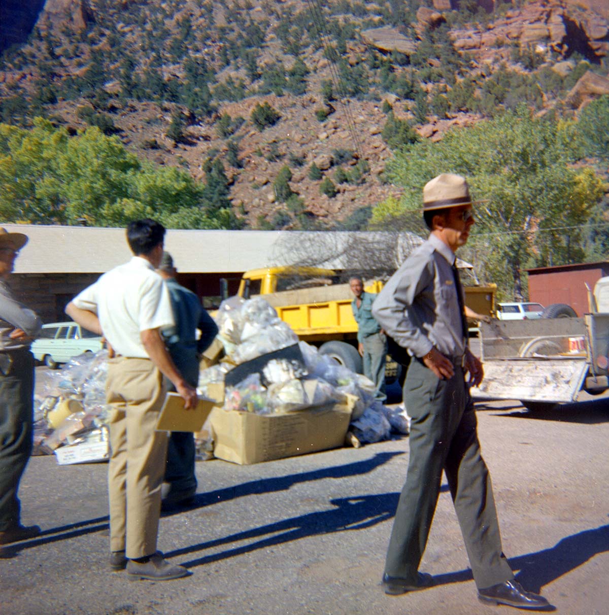 NPS employees at the 'Litter School' held at the maintenance yard.