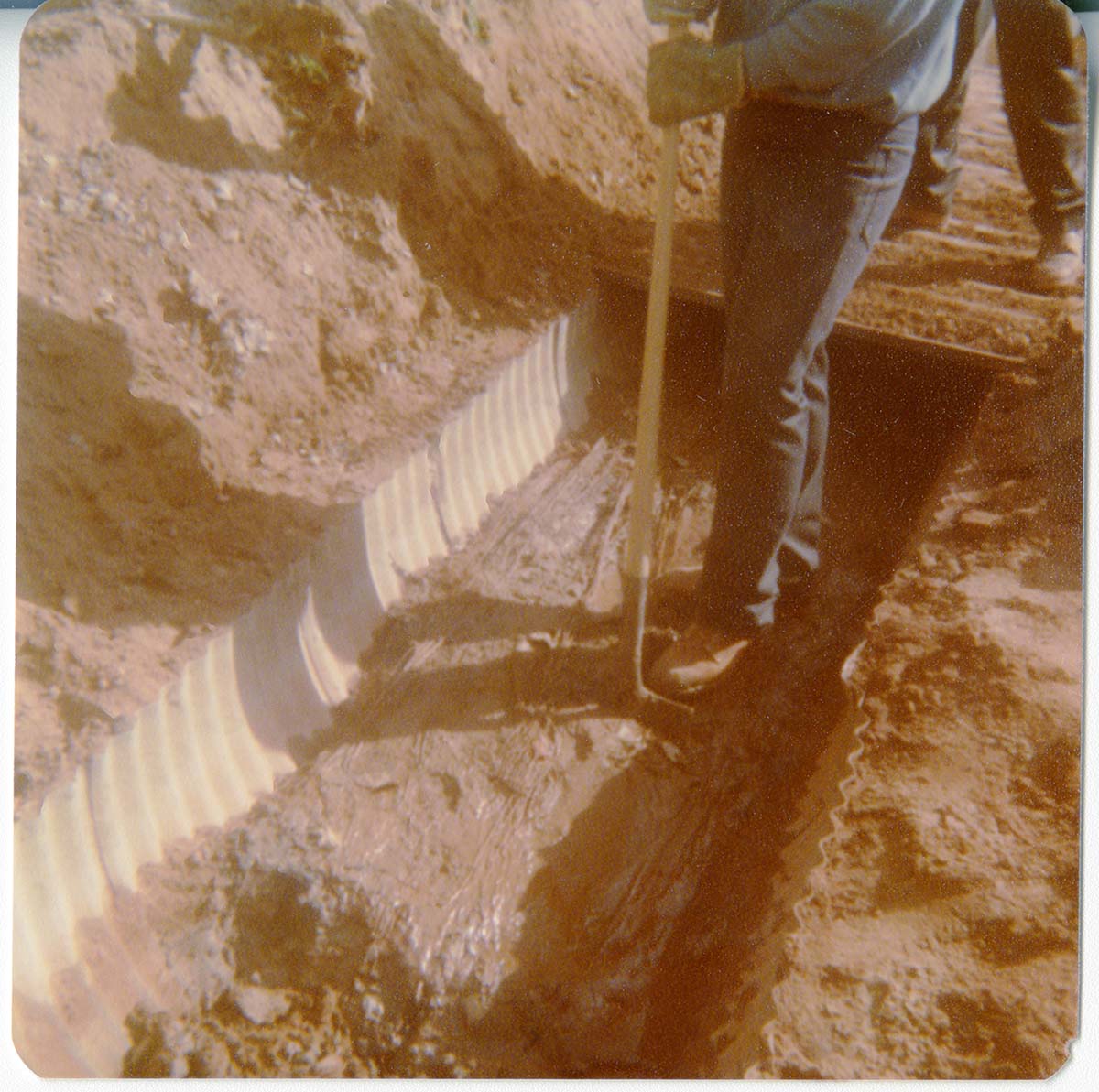 Irrigation ditch being uncovered in South Campground.
