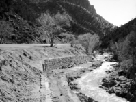 Flood protection - wall and basket work.