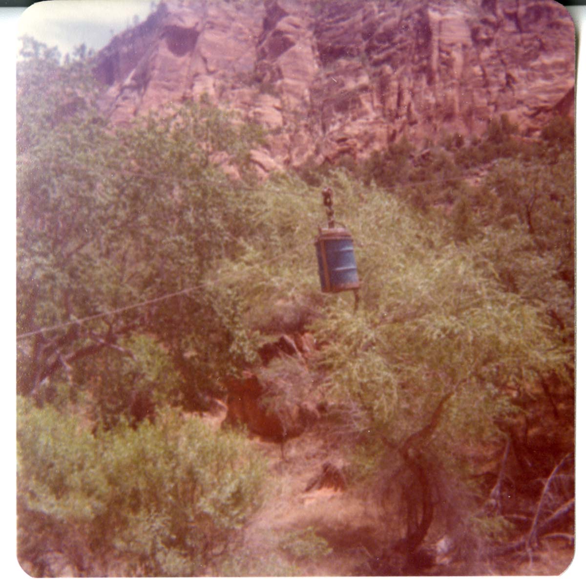Construction equipment for Wiley Tank being transported on tramline.