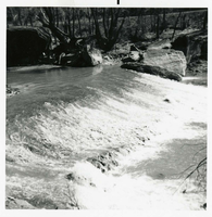 BW photo of the construction/modification of the Canyon Junction Spillway on the Virgin River.