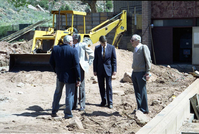 Color Photos of groundbreaking ceremony for remodeling of headquarters / visitor center building.