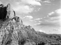 La Verkin Creek with Navajo and Kayenta formations above drainage.