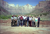 Color Photos of groundbreaking ceremony for remodeling of headquarters / visitor center building.