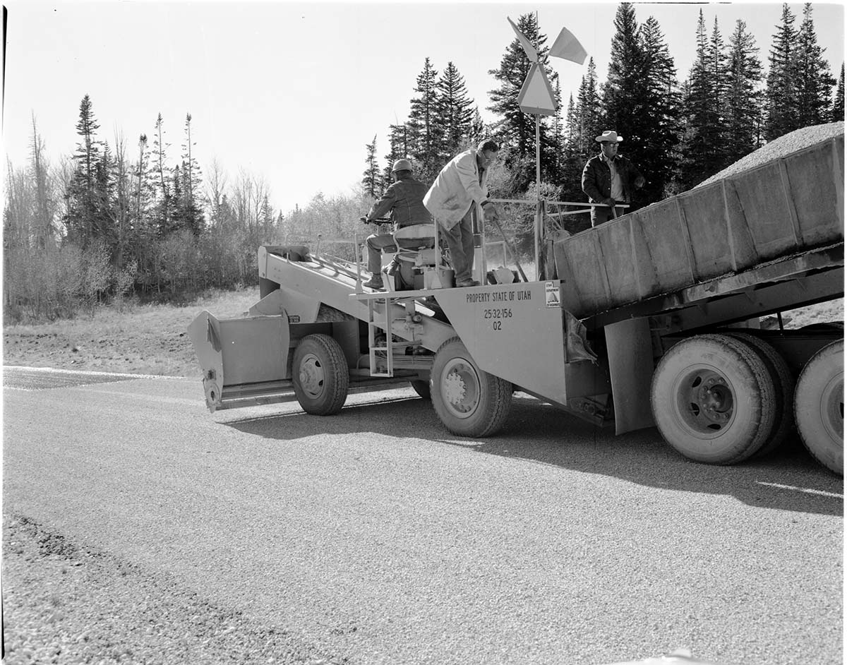 BW Photos of road repairs at Cedar Breaks. Large Format.