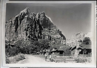 Spearhead mountain from below Zion Lodge, sometimes called the Monastery or Cathedral Mountain.