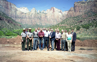 Color Photos of groundbreaking ceremony for remodeling of headquarters / visitor center building.