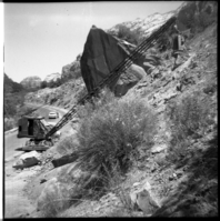 BW photo of rock slide near Echo Rock - 2.5" x 2.5".