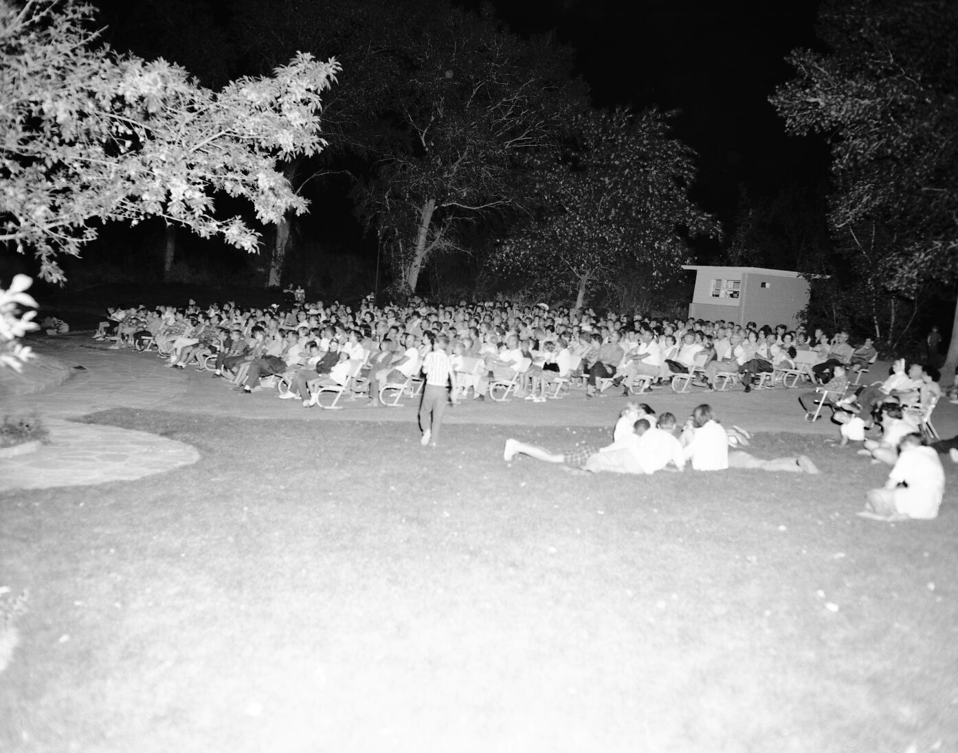 Campers enjoying evening program at South Campground amphitheater.
