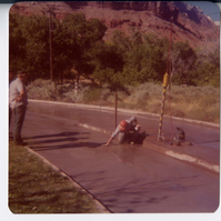 Workers during the construction of the sanitary dump in the Watchman Campground area.