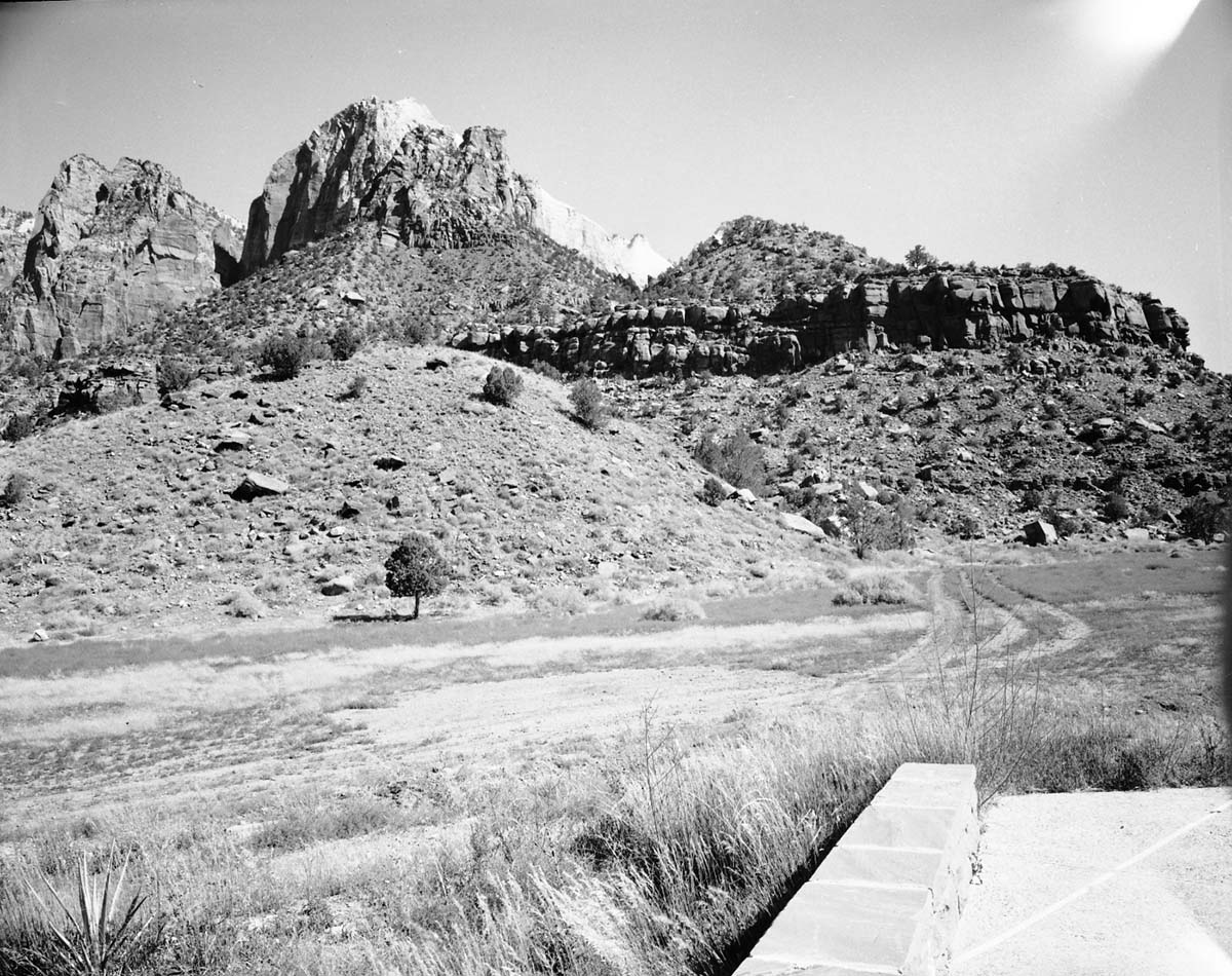 Exhibit material: scenic view, Oak Creek Canyon from patio of Visitor Center.