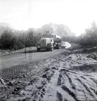 Construction vehicle during chipsealing of Kolob Canyon Road.