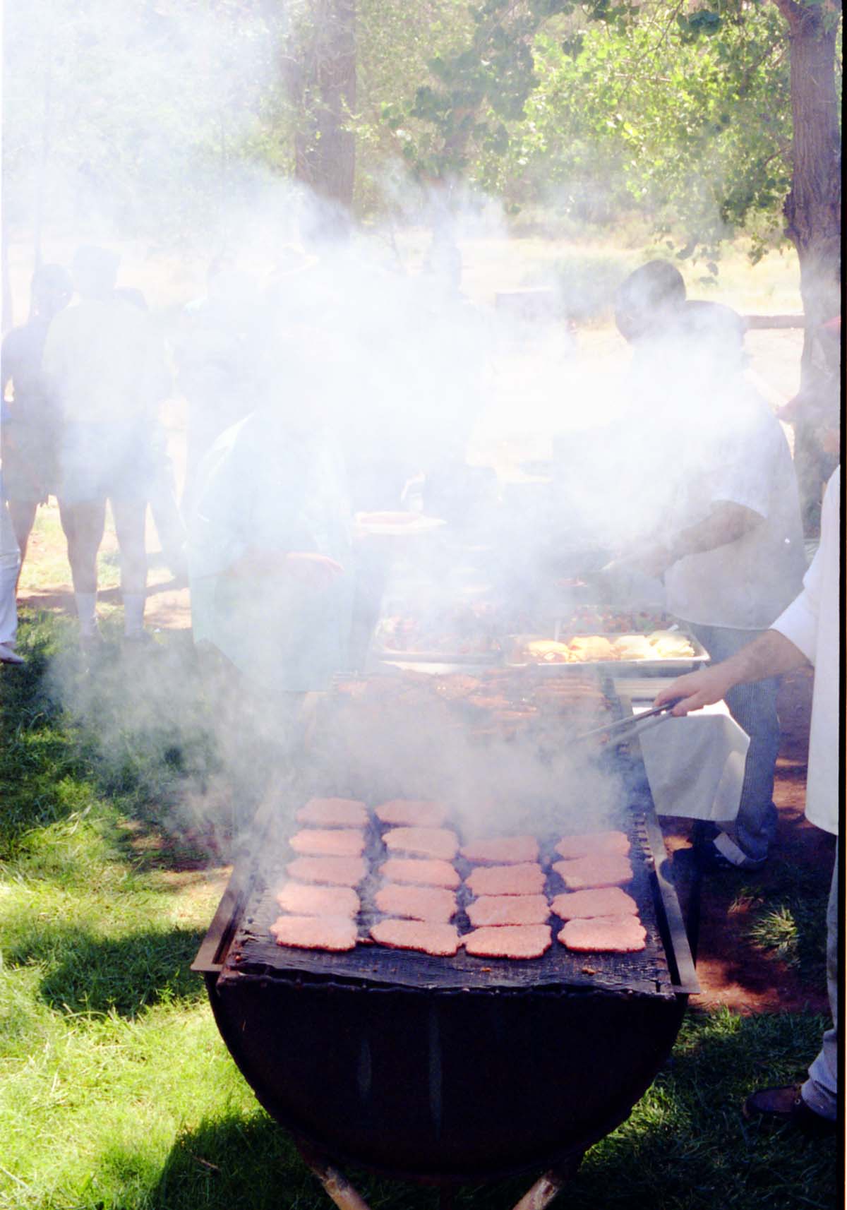 Color Photos of the parks 72nd anniversary celebrations- cake cutting, barbecue, speakers.